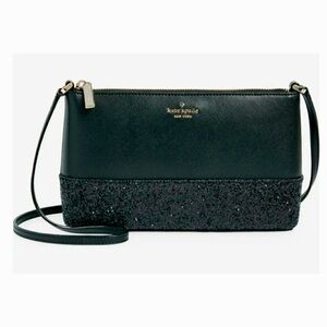 Kate Spade New York Flash or Greta Court Ramey black glitter crossbody